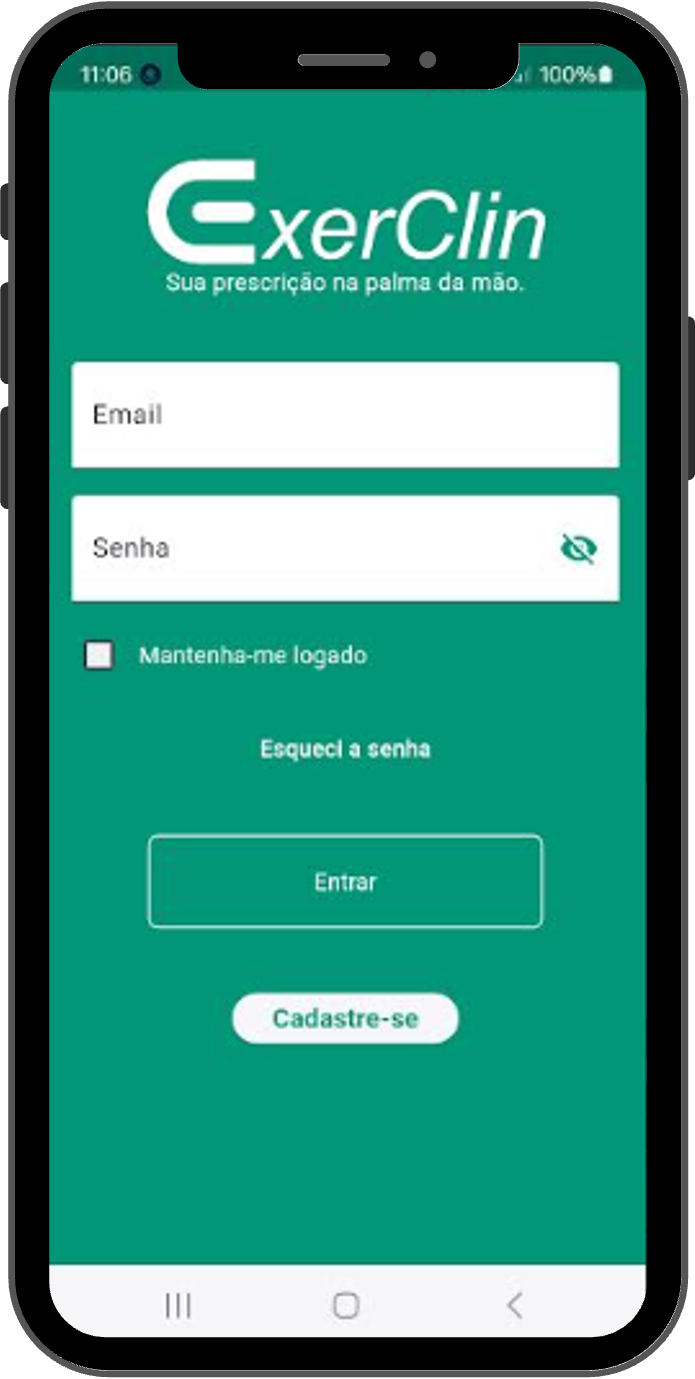 Tela do aplicativo com dinamometria palmar