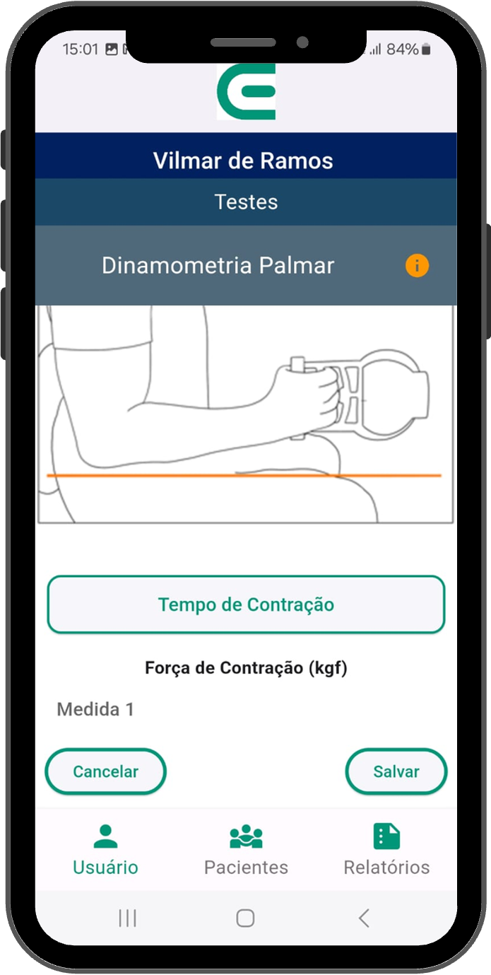 Tela do aplicativo com avaliação funcional TSL5X