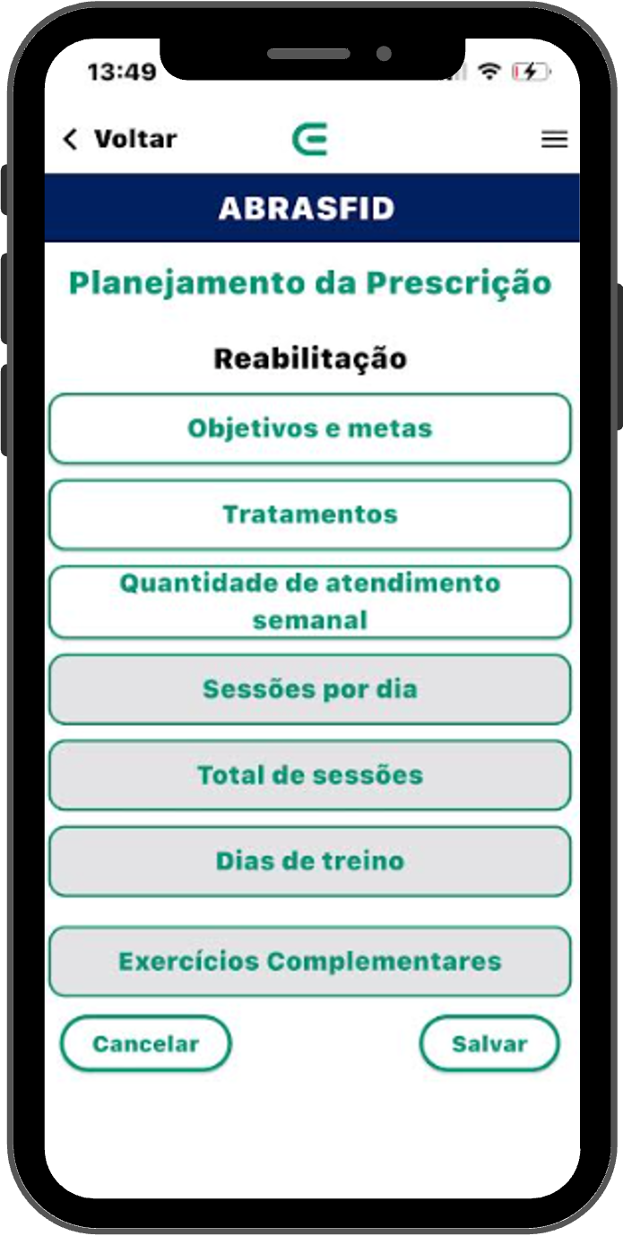 Tela de login do aplicativo ExerClin