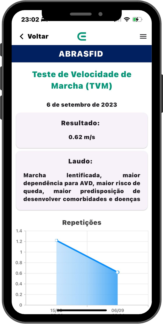 Tela do aplicativo com relatório PDF