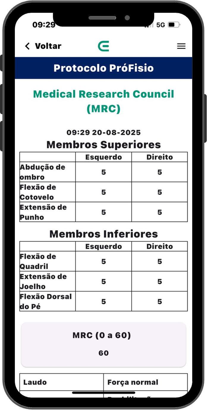 Tela do aplicativo com planejamento da prescrição